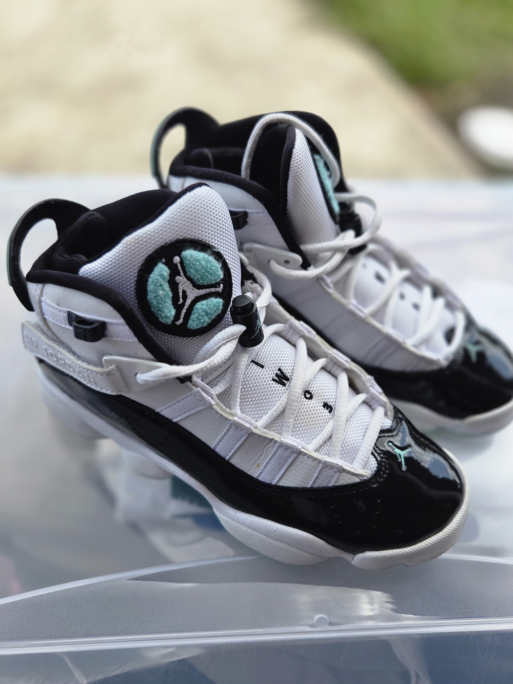Jordan Kids White, Black & Teal Hybrid High-Top Sneakers
